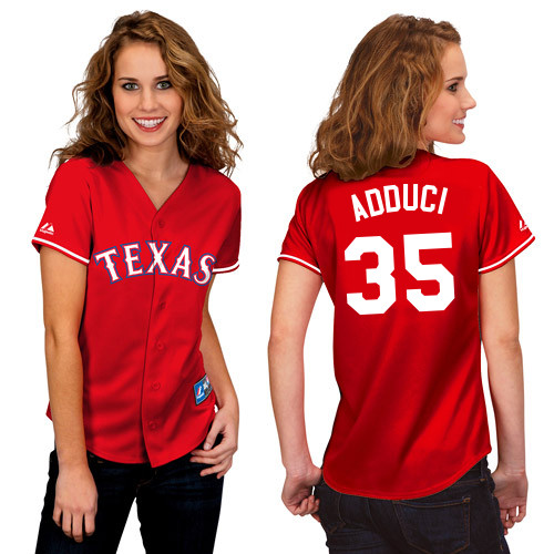 Jim Adduci #35 mlb Jersey-Texas Rangers Women's Authentic 2014 Alternate 1 Red Cool Base Baseball Jersey